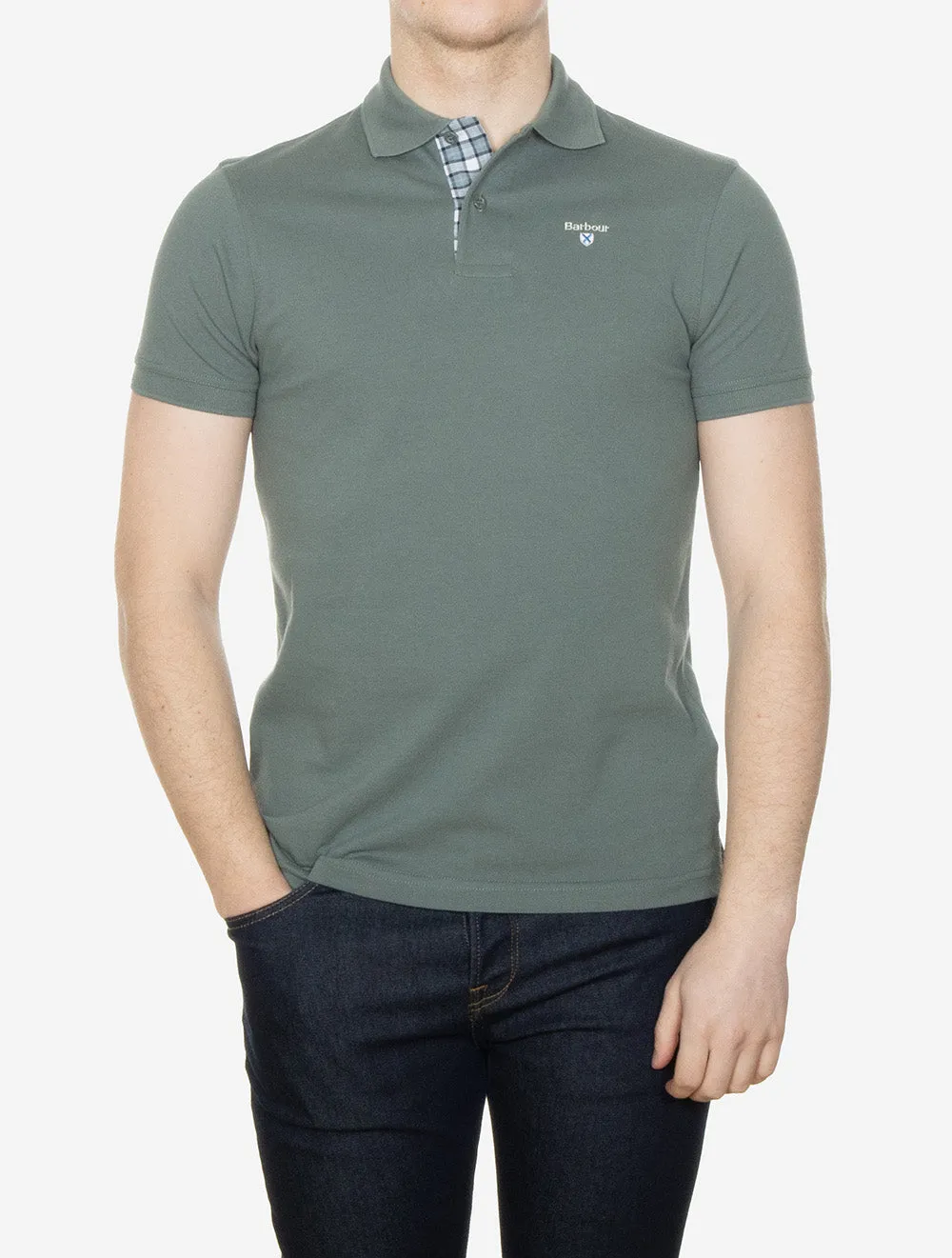 Tartan Pique Polo Shirt Teal
