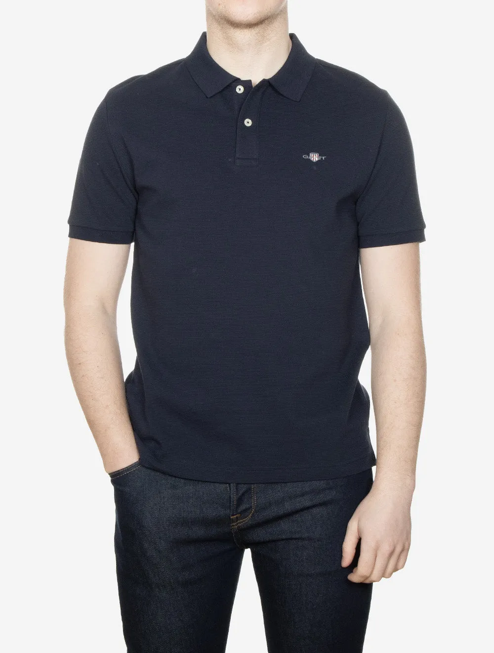 Textured Regular Fit Polo Shirt Evening Blue