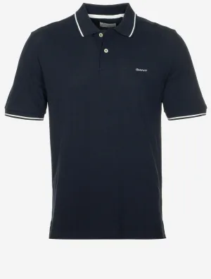 Tipped Piqué Polo Short Sleeve Shirt Evening Blue