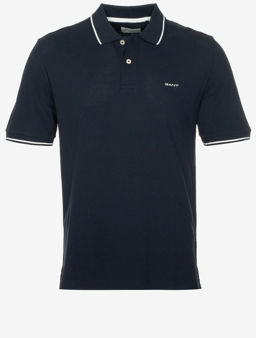 Tipped Piqué Polo Short Sleeve Shirt Evening Blue