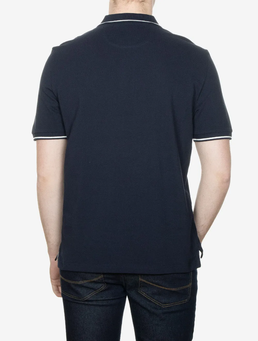 Tipped Piqué Polo Short Sleeve Shirt Evening Blue