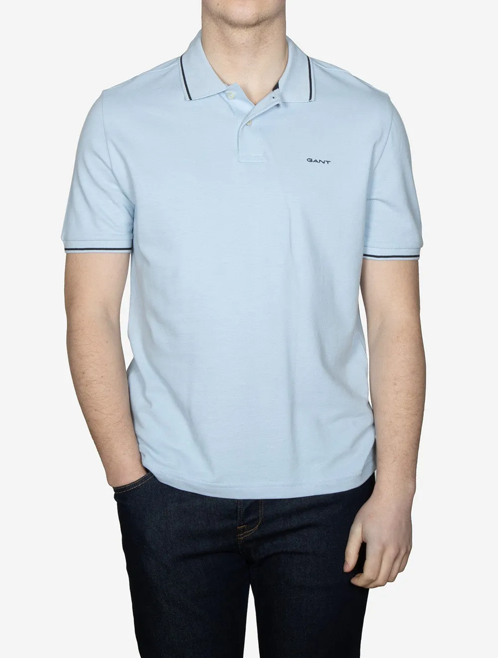 Tipped Piqué Polo Short Sleeve Shirt Fresh Blue