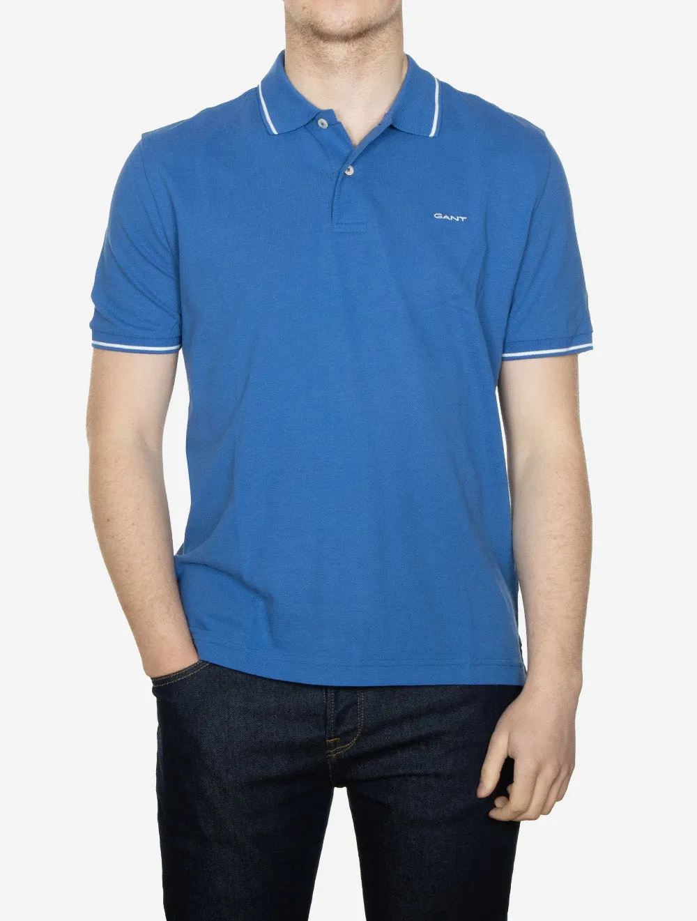Tipped Piqué Polo Short Sleeve Shirt Rich Blue
