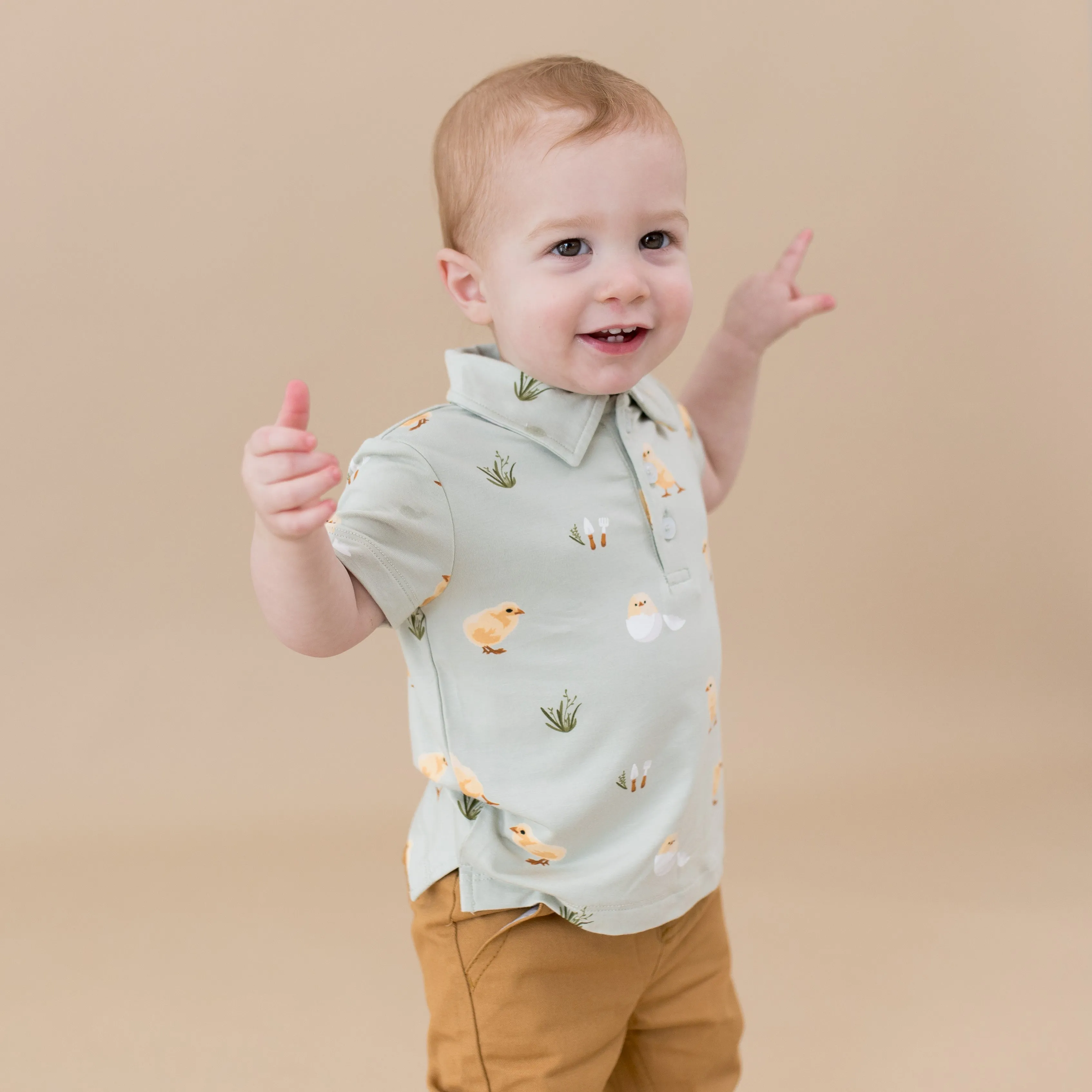 Toddler Short Sleeve Polo in Aloe Chick