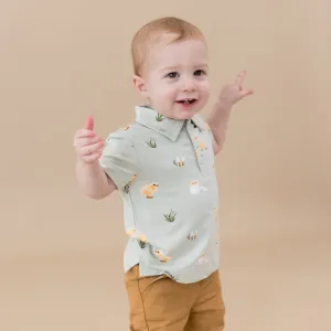 Toddler Short Sleeve Polo in Aloe Chick