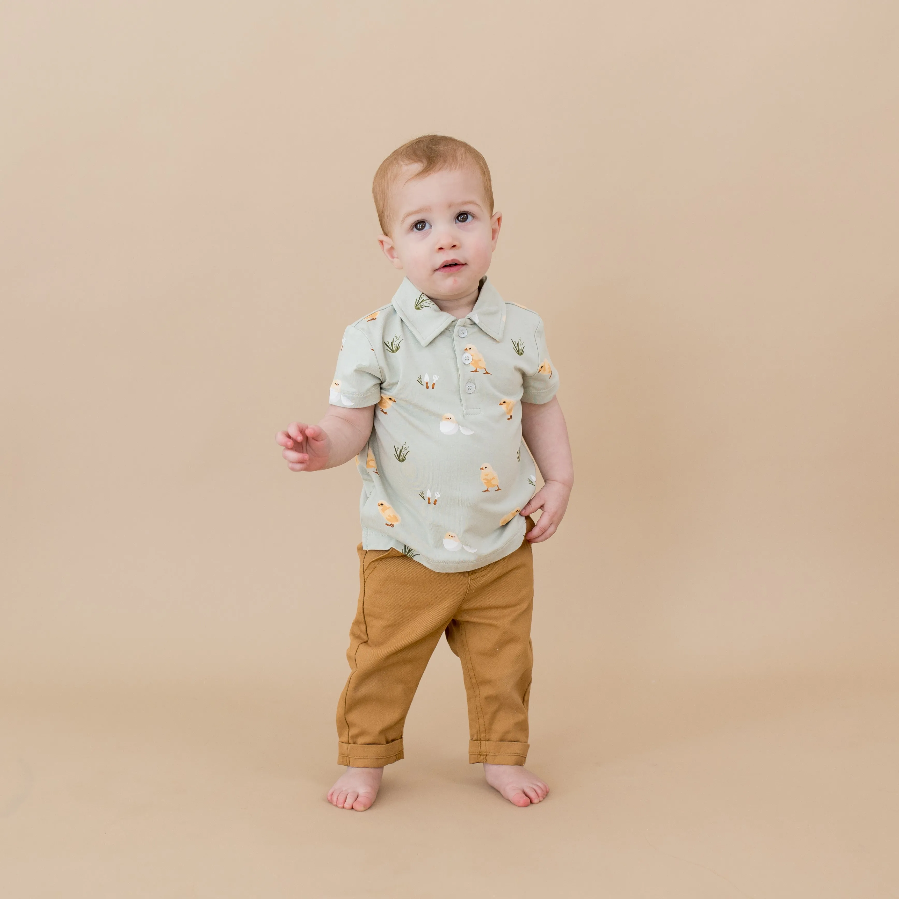 Toddler Short Sleeve Polo in Aloe Chick