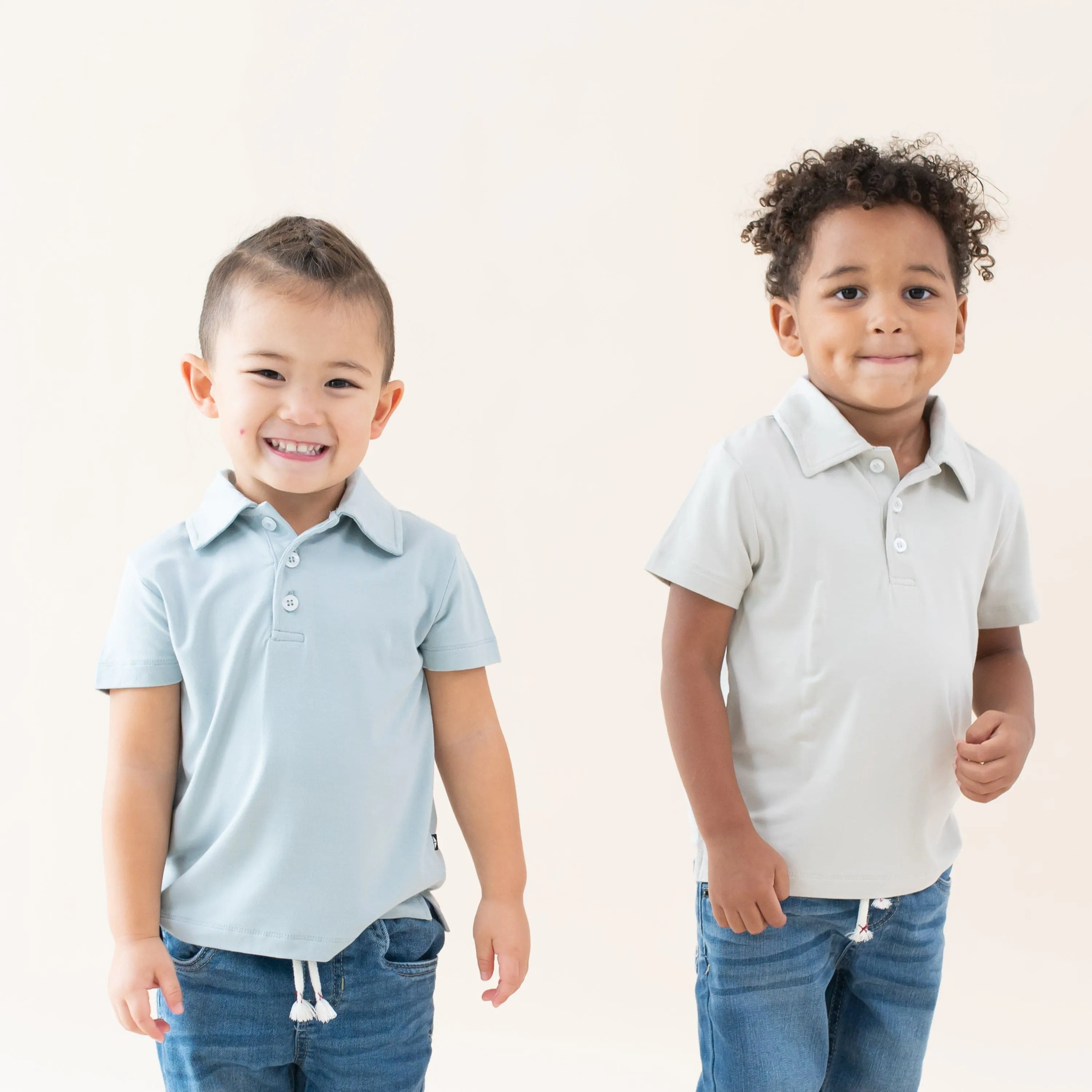 Toddler Short Sleeve Polo in Fog