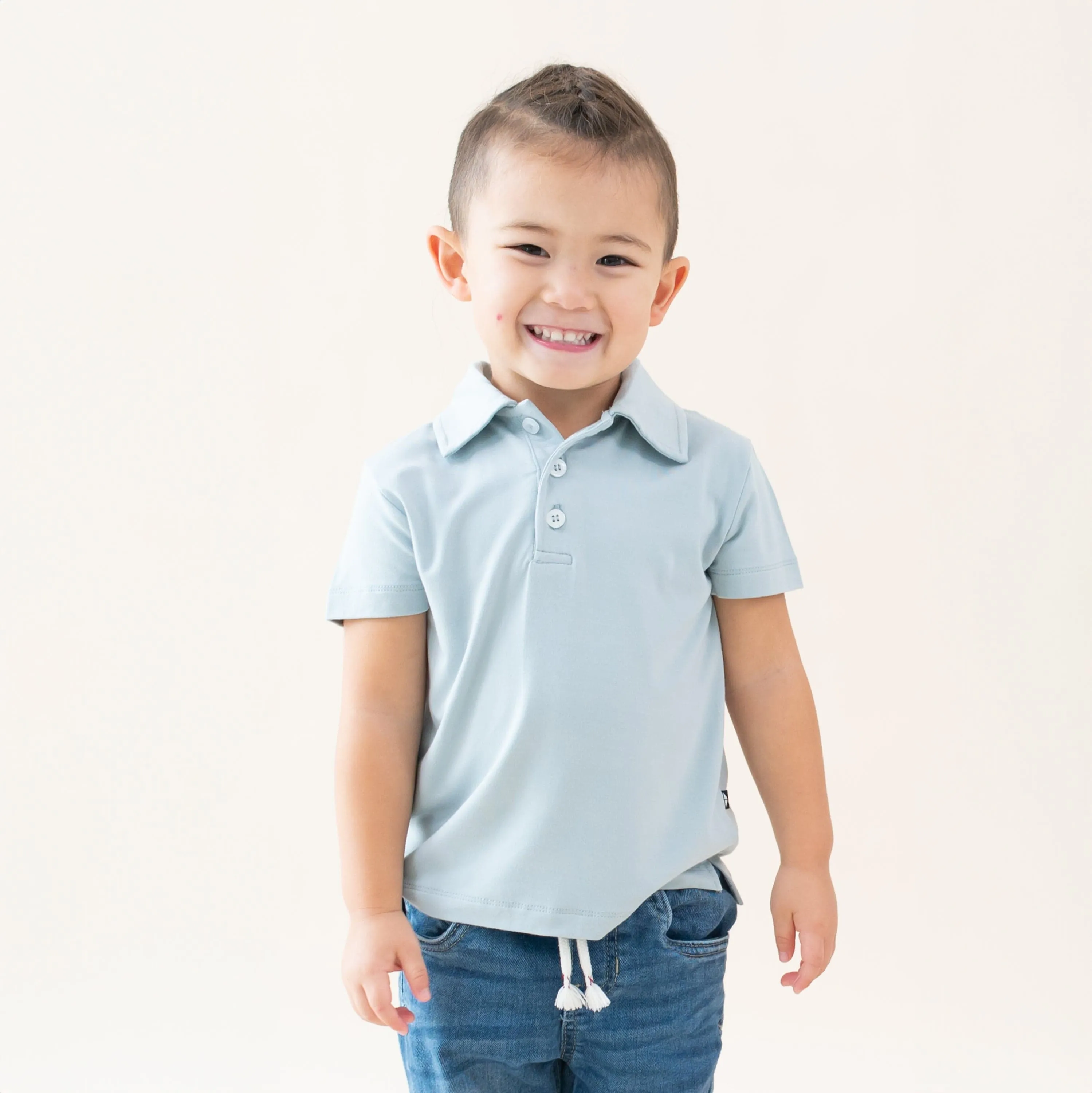 Toddler Short Sleeve Polo in Fog