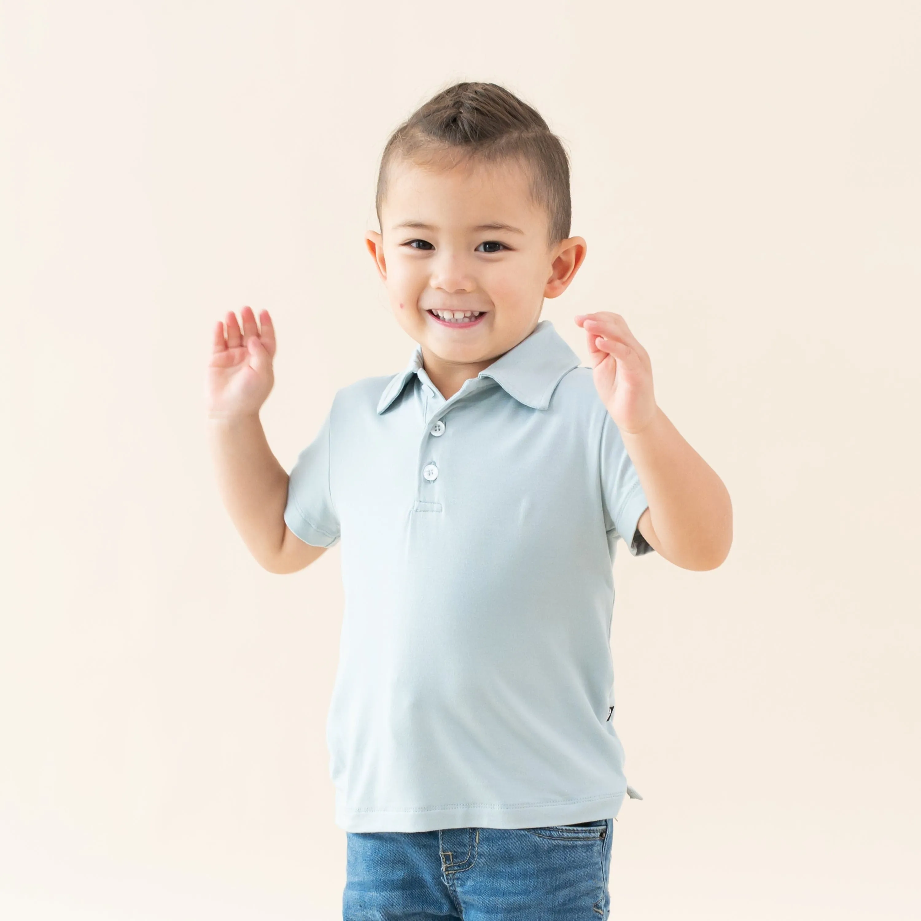 Toddler Short Sleeve Polo in Fog