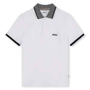 White Logo Monogram Collar Polo
