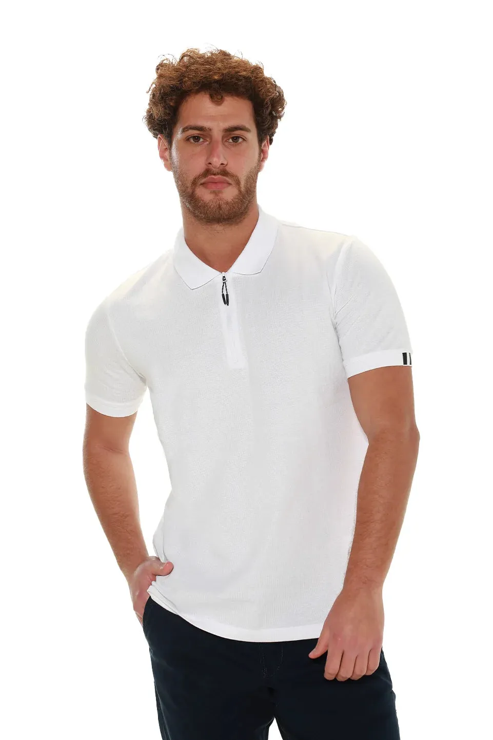 White Polo With Small Zipper To Close