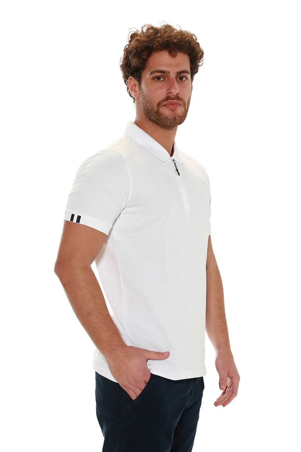 White Polo With Small Zipper To Close