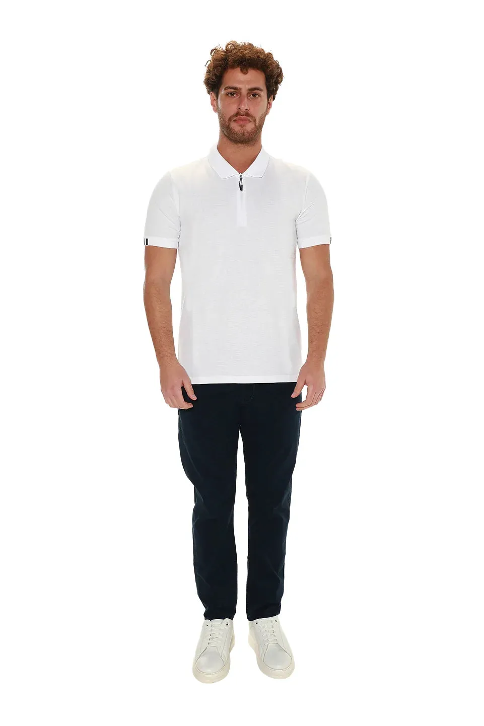 White Polo With Small Zipper To Close