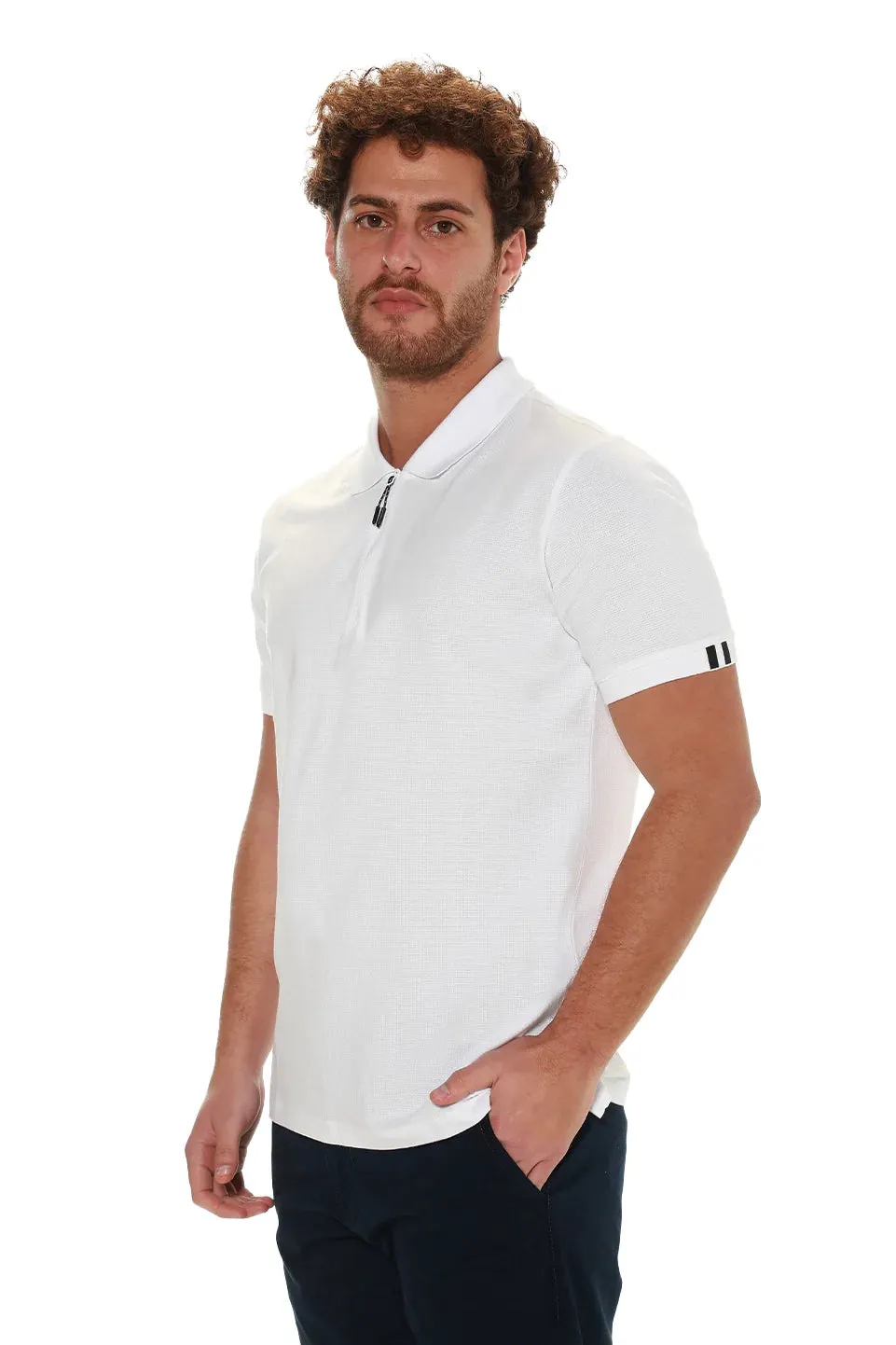 White Polo With Small Zipper To Close