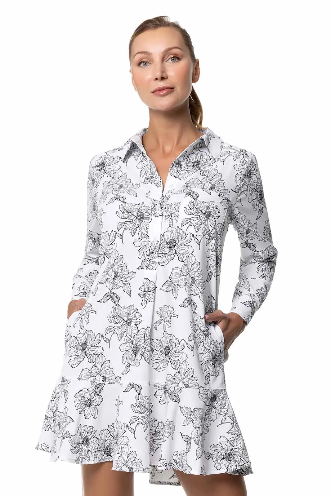 Women's Castaneda Shirt Dress | White/Black Perfect Peony