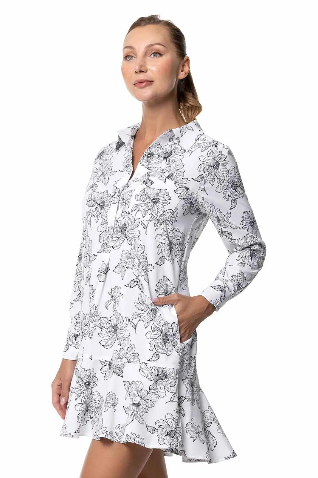 Women's Castaneda Shirt Dress | White/Black Perfect Peony