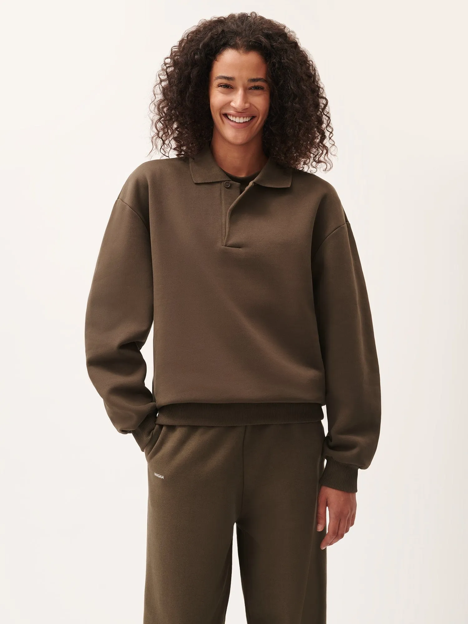 Womens DNA Heavyweight Polo Sweatshirt—cacoa brown