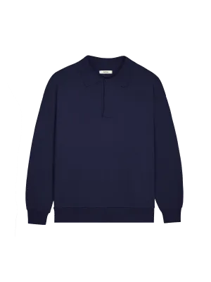 Womens DNA Heavyweight Polo Sweatshirt—navy