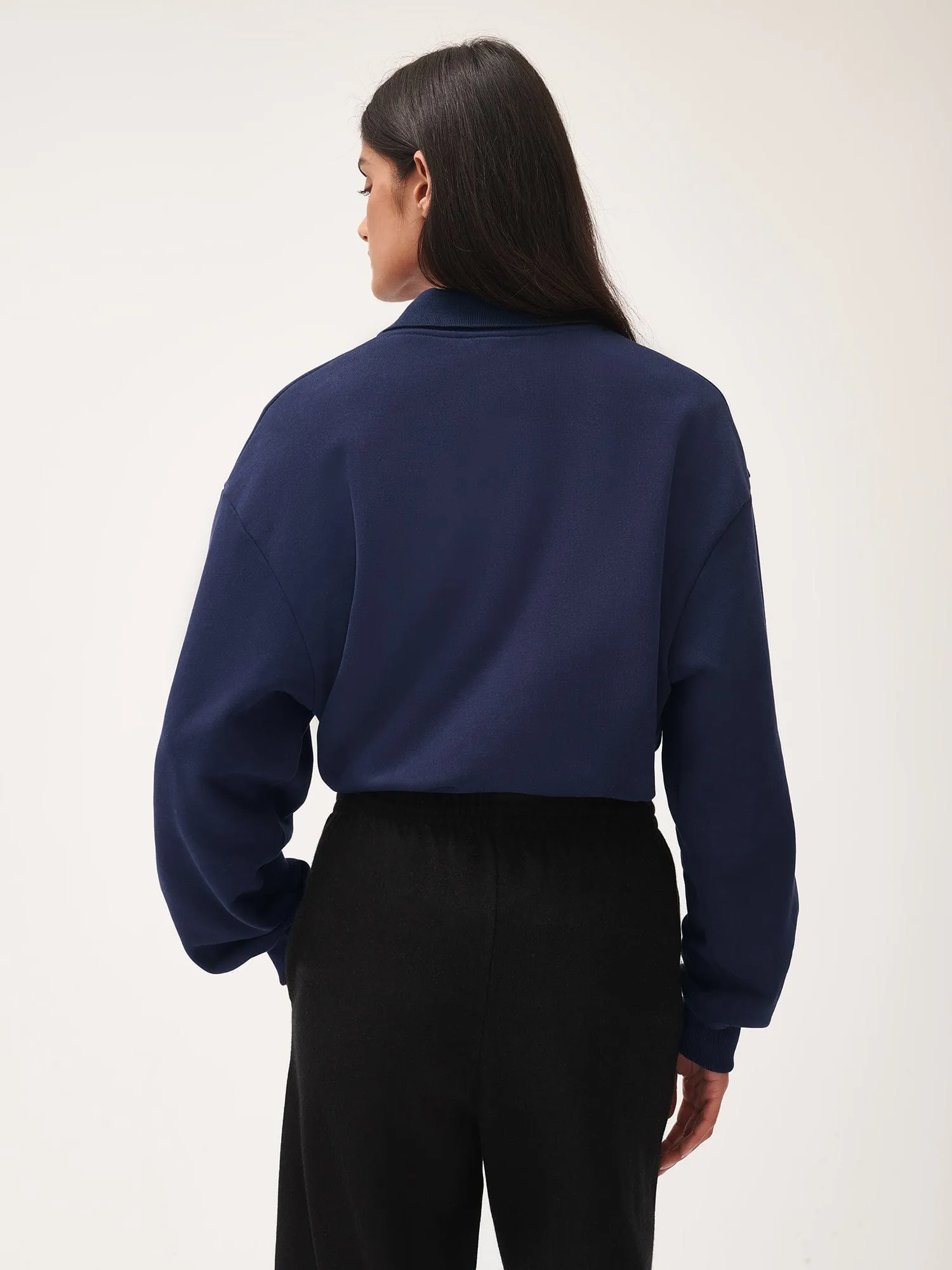 Womens DNA Heavyweight Polo Sweatshirt—navy