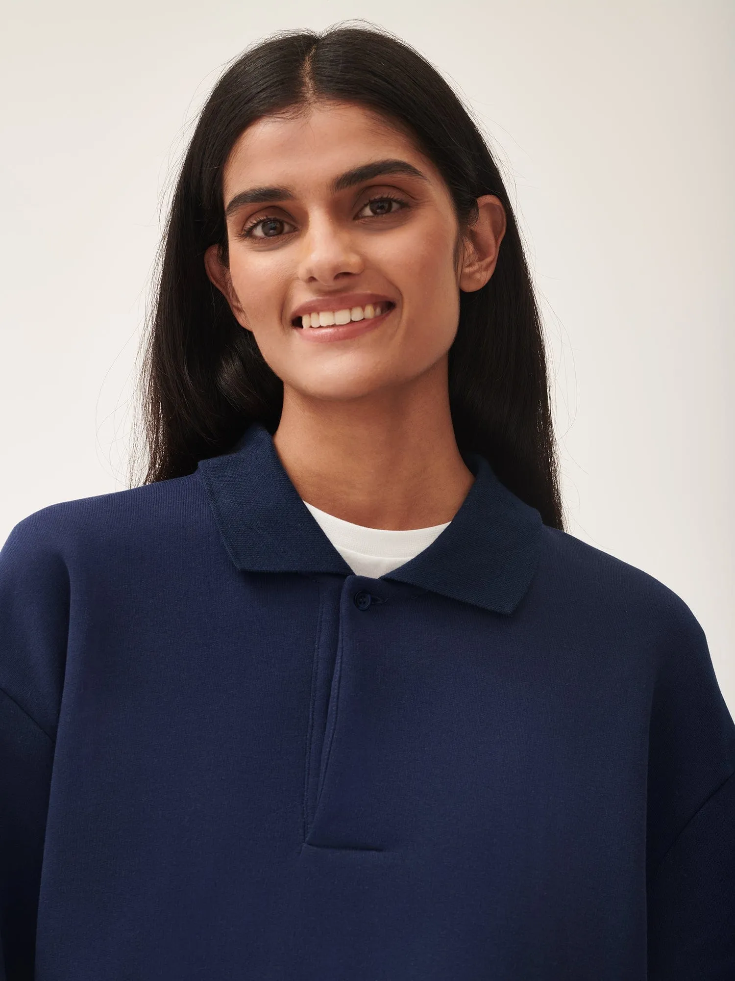 Womens DNA Heavyweight Polo Sweatshirt—navy