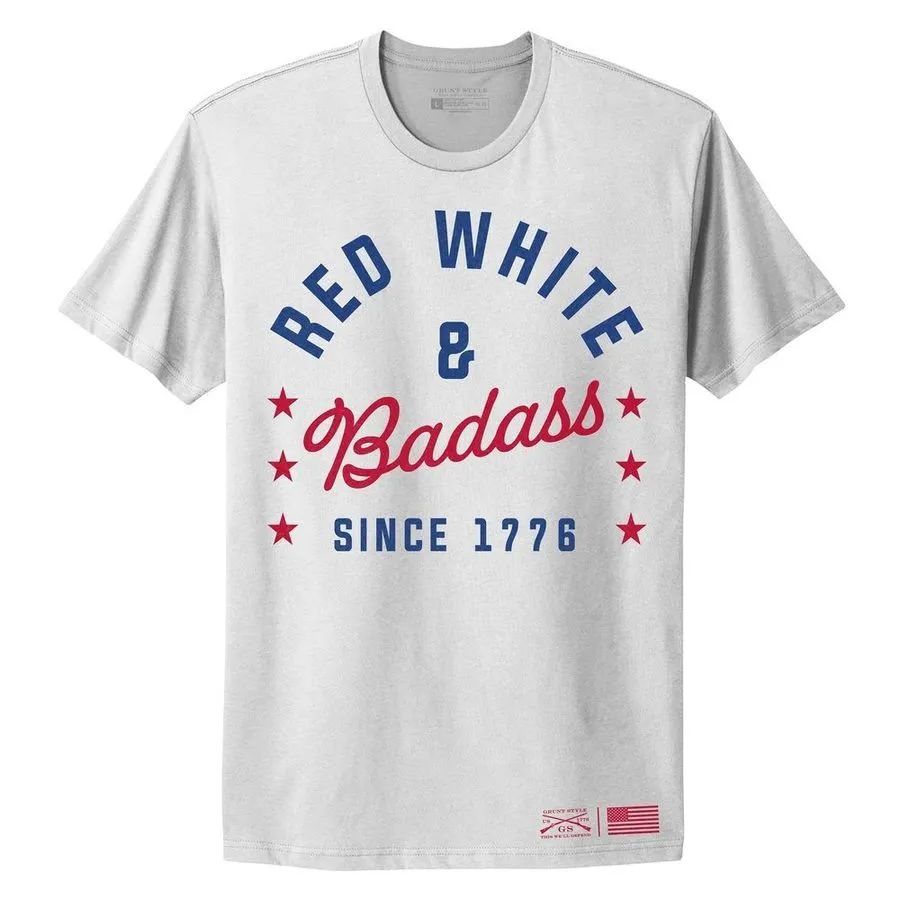 Women's Red, White & Badass Boyfriend Fit T-Shirt - White