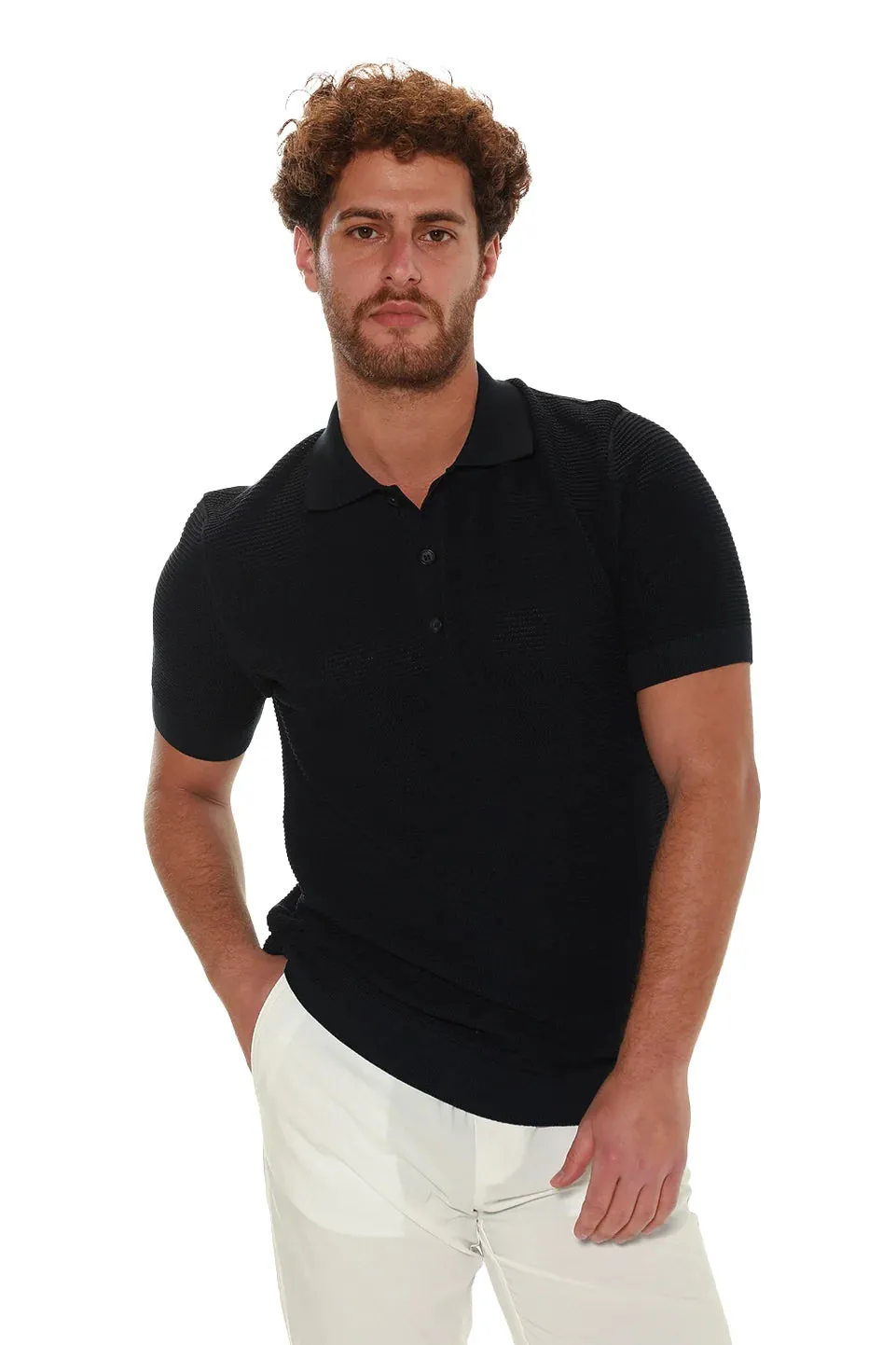 Xint Navy Polo With Button To Close