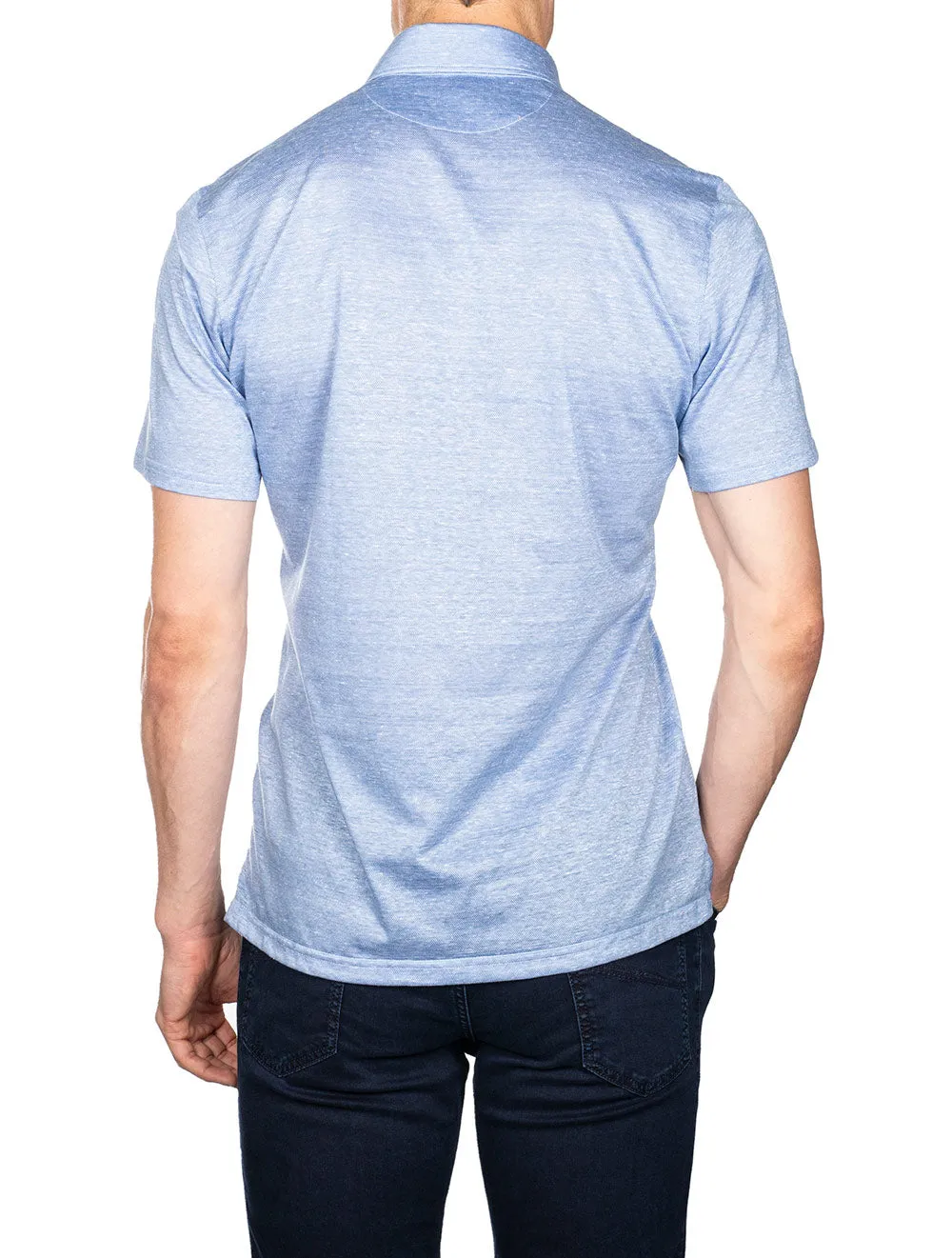 Zeppelin Buttondown Short Sleeve Polo Blue